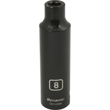 Dynamic 1/2" Drive Deep Socket, Black Phosphate, Tools 1/2" Drive 6 Point Metric, 8mm Deep Length D014208